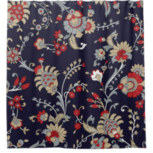 Indian paisley, navy background, traditional. shower curtain