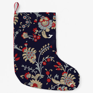 Indian paisley, navy background, traditional. small christmas stocking