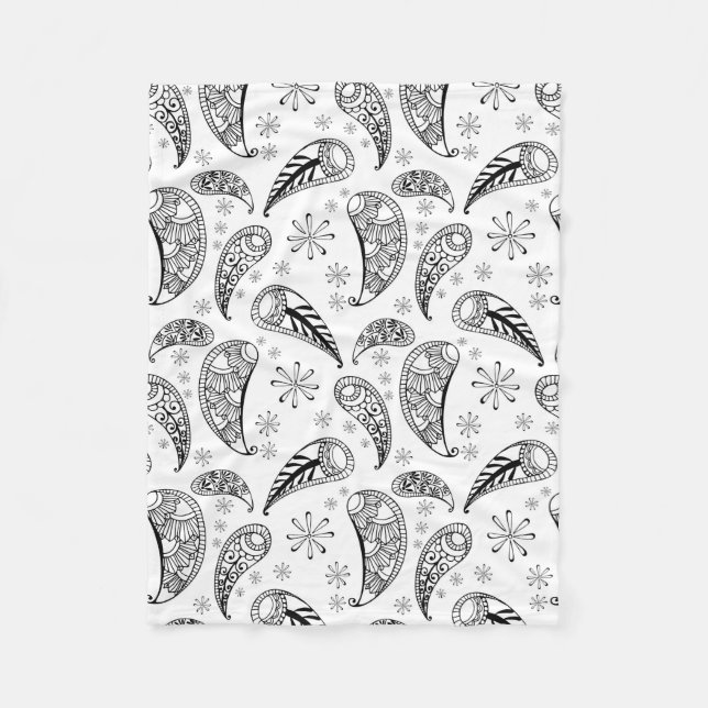 Indian Paisley Pattern Mankolam Fleece Blanket (Front)