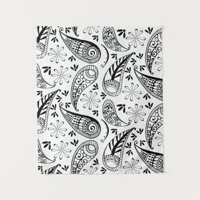 Indian Paisley Pattern Mankolam Tapestry (Front)