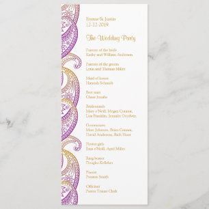 Indian Paisley Purple and Gold Wedding Programme