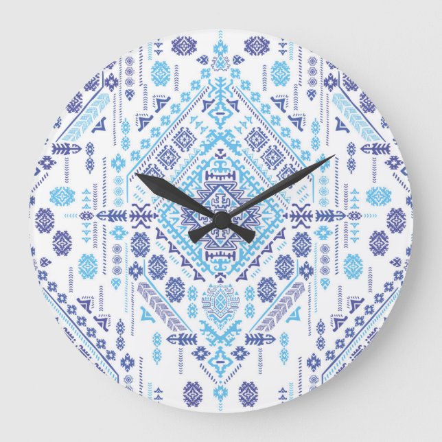 Indian paisley rug, ethnic mandala pattern. large clock (Front)