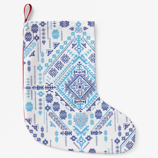 Indian paisley rug, ethnic mandala pattern. small christmas stocking (Front)