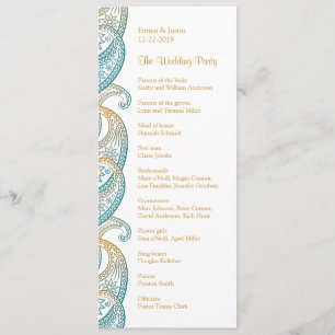 Indian Paisley Teal and Gold Wedding Programme