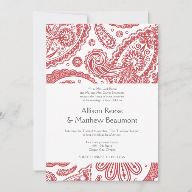 Indian Paisley Wedding Invitation (Front)
