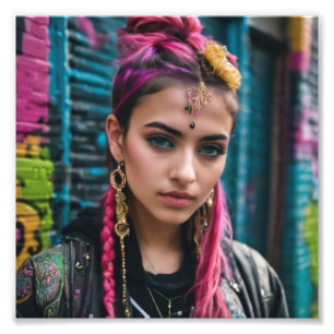 Indian Pakistani Beautiful Alternative Punk Girl Photo Print