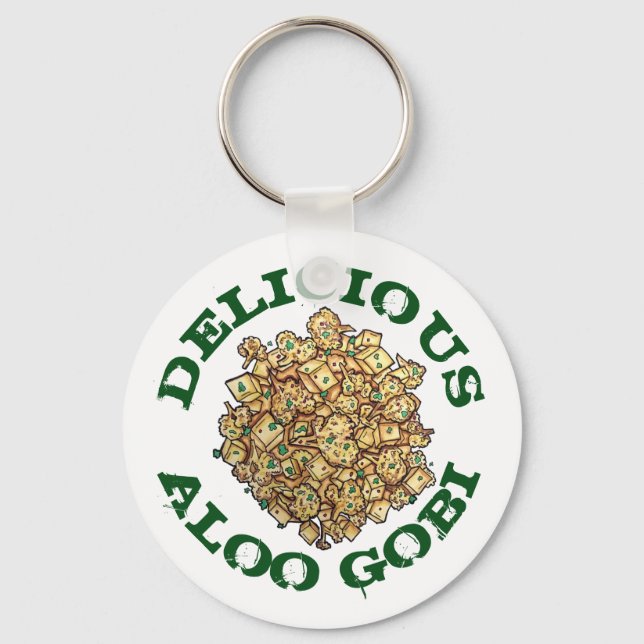 Indian Pakistani Food Cuisine Aloo Gobi Curry Key Ring (Front)