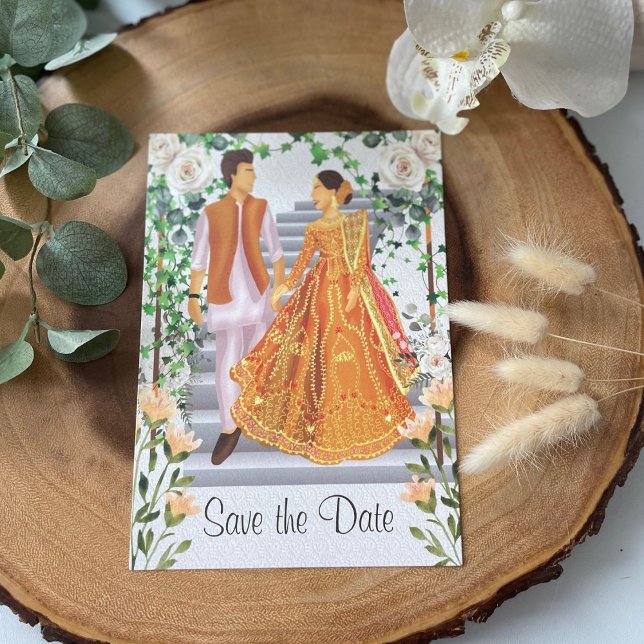 Indian Pakistani Golden Wedding Save The Date (Creator Uploaded)