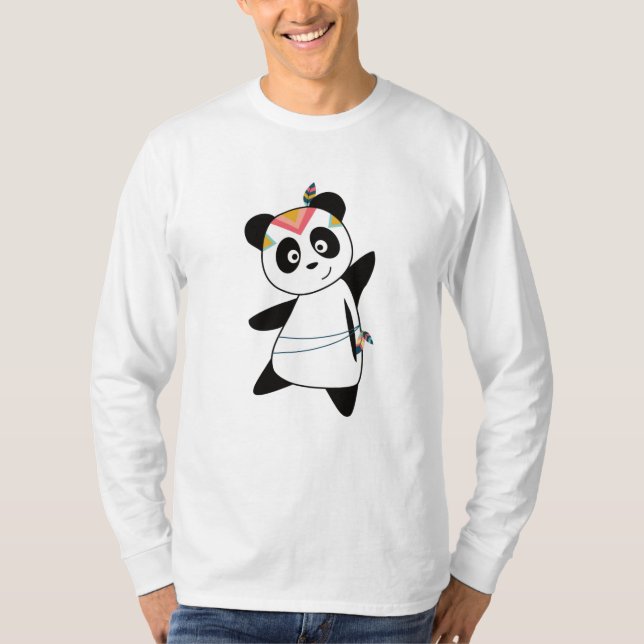 Indian Panda Bear Fashing Teddy Feather Cute T-Shirt (Front)