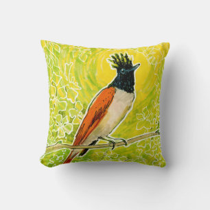Indian Paradise Flycatcher Tropical Bird Yellow Cushion