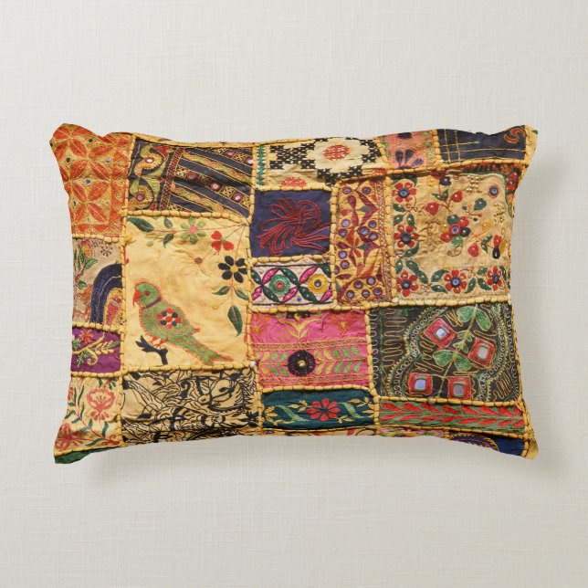 Indian Patchwork: Hampi Market Cloth. Decorative Cushion (Front)