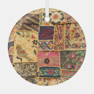 Indian Patchwork: Hampi Market Cloth. Glass Tree Decoration