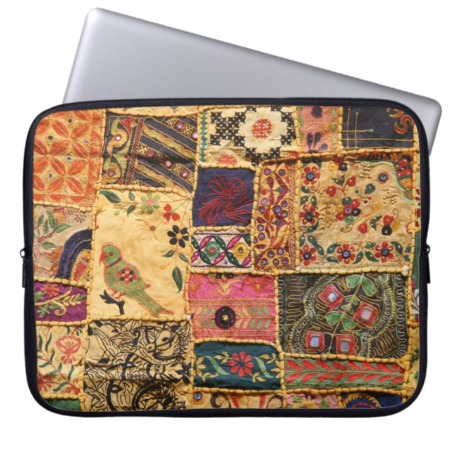 Indian Patchwork: Hampi Market Cloth. Laptop Sleeve (Front)