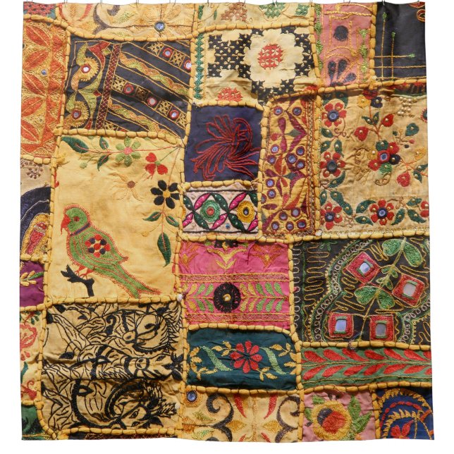 Indian Patchwork: Hampi Market Cloth. Shower Curtain (Front)