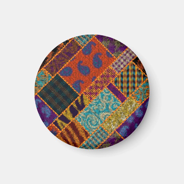 Indian patchwork imitation, vintage canvas. magnet (Front)