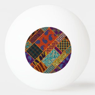 Indian patchwork imitation, vintage canvas. ping pong ball