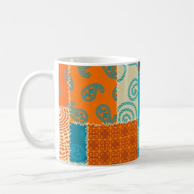 Indian patchwork, seamless vintage background. coffee mug (Left)