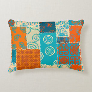 Indian patchwork, seamless vintage background. decorative cushion