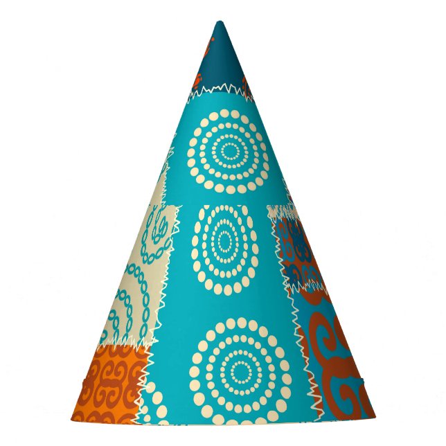 Indian patchwork, seamless vintage background. party hat (Front)