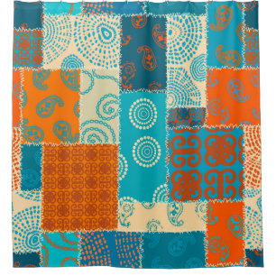Indian patchwork, seamless vintage background. shower curtain
