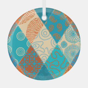 Indian patchwork seamless vintage design. glass tree decoration