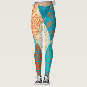 Indian patchwork seamless vintage design. leggings