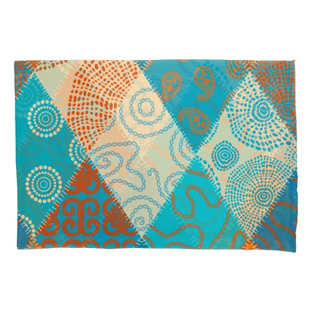 Indian patchwork seamless vintage design. pillowcase (Front)
