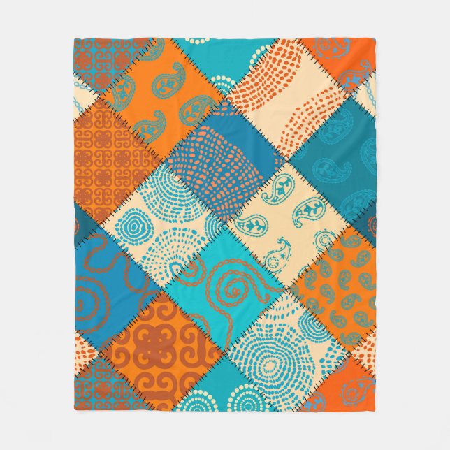 Indian patchwork: vintage seamless pattern. fleece blanket (Front)