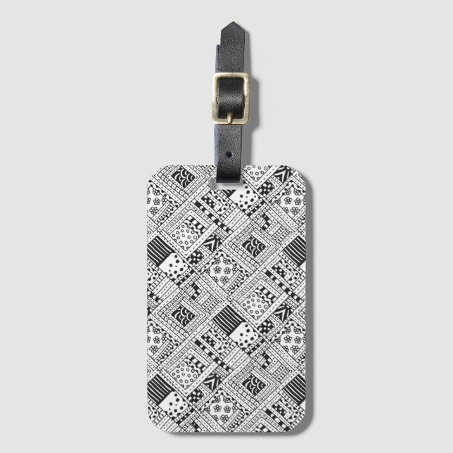 Indian Pattern Doodle Luggage Tag (Front Vertical)