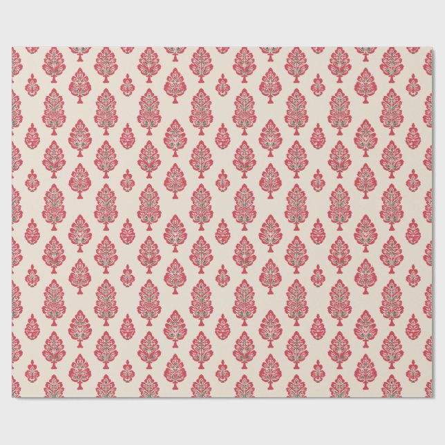 Indian Pattern on Beige Background Wrapping Paper (Flat)