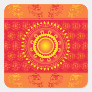 Indian pattern square sticker