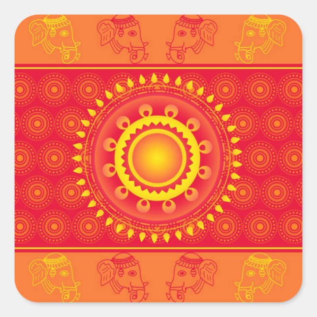 Indian pattern square sticker (Front)