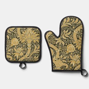 Indian Pattern, William Morris Oven Mitt & Pot Holder Set