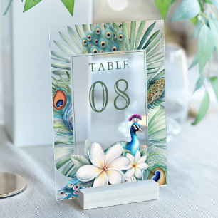 Indian Peacock Floral Wedding Acrylic Table Number