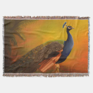 Indian Peacock Throw Blanket