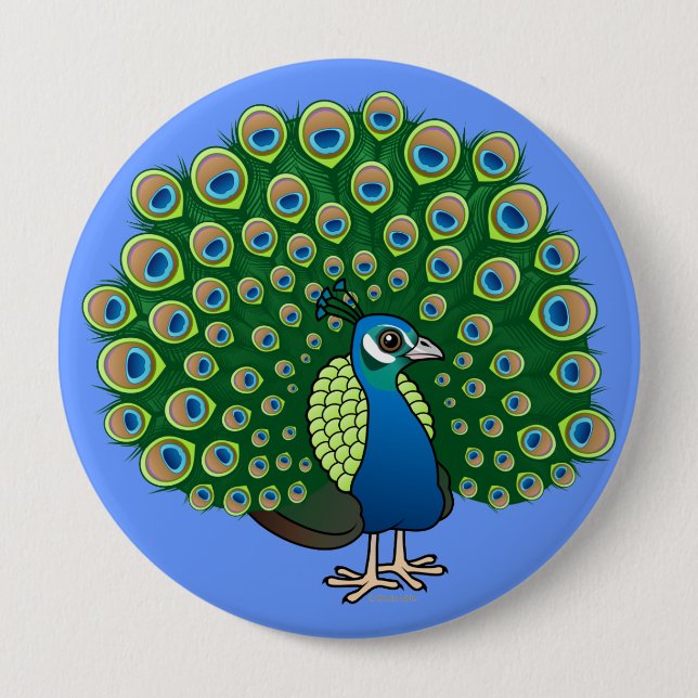 Indian Peafowl 10 Cm Round Badge (Front)