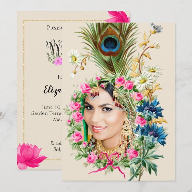 Indian Photo Bridal Shower Invitation (Front/Back)