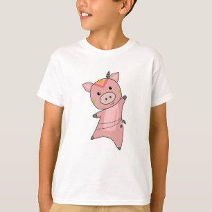 Indian Pig Fashing Piglet Feather Piggy T-Shirt