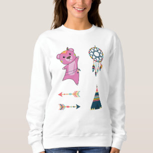 Indian Pink Bear Sticker Set Bear Dreamcatcher Sweatshirt