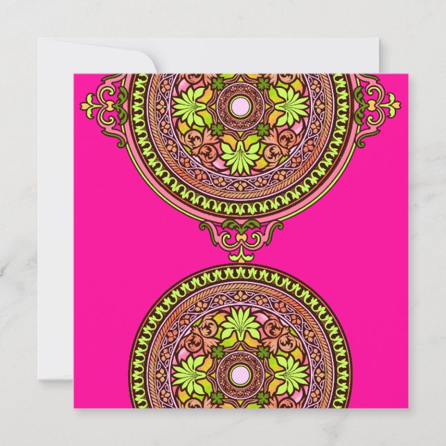 Indian Pink Discs Wedding Invitation (Front)