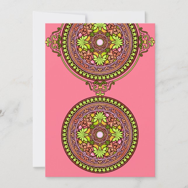 Indian Pink Discs Wedding Invitation (Front)