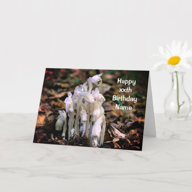 Indian Pipe Wildflowers Personalised Birthday  Card (Small Plant)