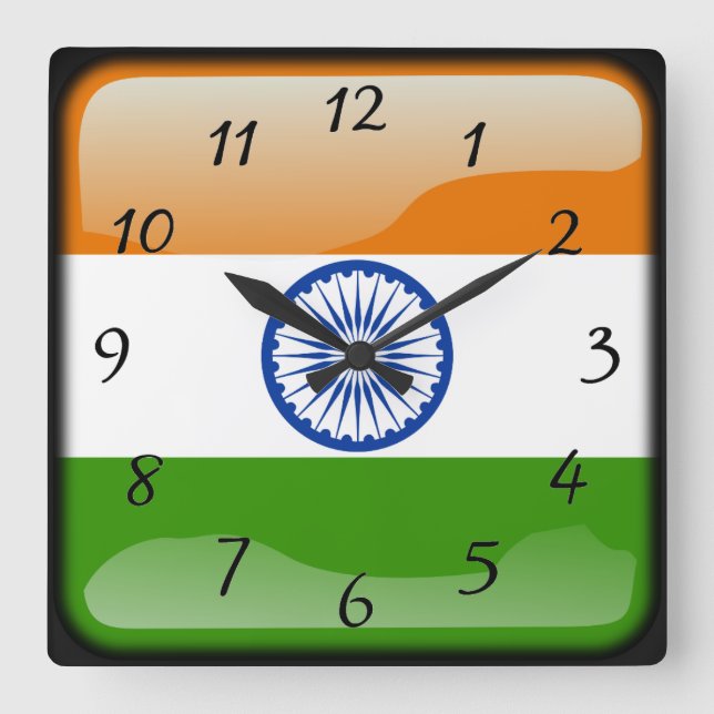 Indian polished square wall clock (Front)