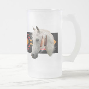 Indian Pony Frosted Glass Beer Mug
