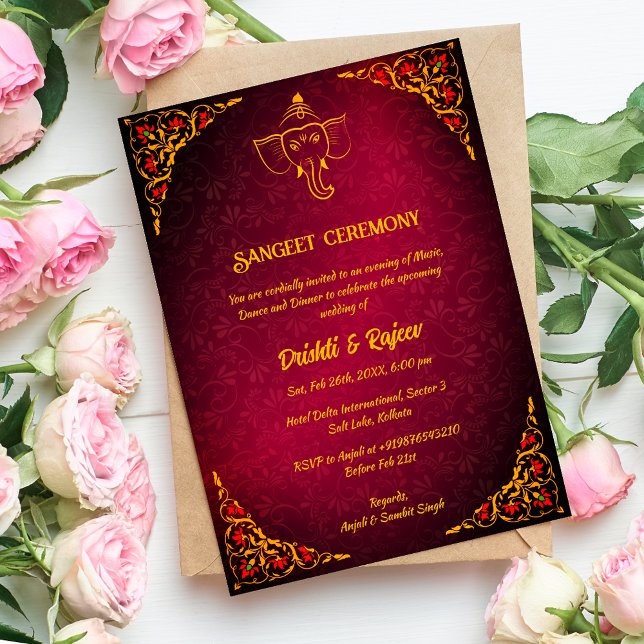 Indian Pre-Wedding Sangeet Ceremony Invitation (Creator Uploaded)