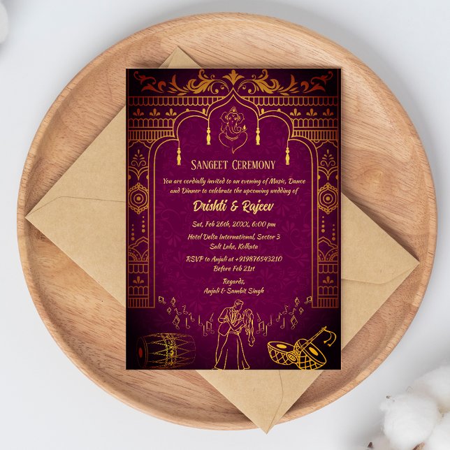 Indian Pre-Wedding Sangeet Ceremony Invitation (Creator Uploaded)