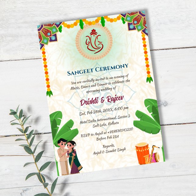 Indian Pre-Wedding Sangeet Ceremony Invitation (Creator Uploaded)