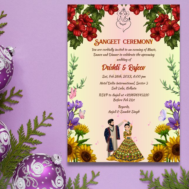 Indian Pre Wedding Sangeet Ceremony Invitation (Creator Uploaded)