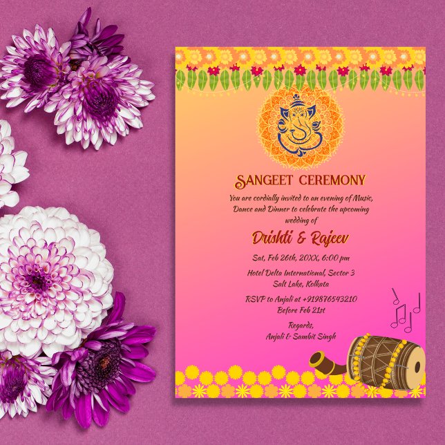Indian Pre-Wedding Sangeet Ceremony  Invitation (Creator Uploaded)