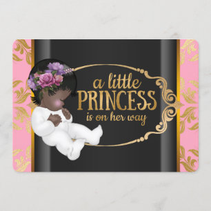 Indian Princess Baby Shower Pink and Black Invitation